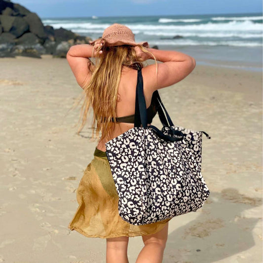 Beach Bag - Leopard Print - Beachy Tones