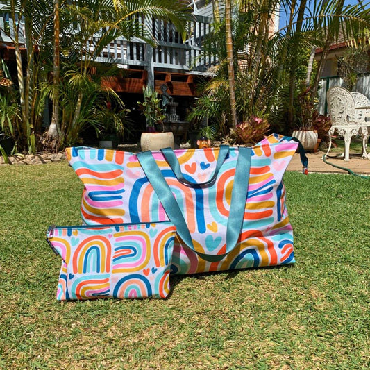 Beach Pouch - Rainbow Styling - Beachy Tones